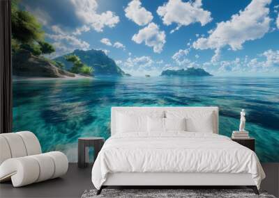 Crystal-clear waters shimmer in an azure embrace. Wall mural