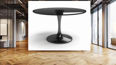 Modern black round table isolated on white Vector template of a glass table with a metal stand for a restaurant or cafe  Wall mural