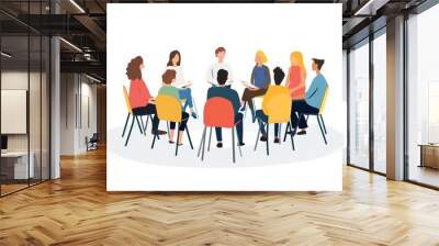 People seated in a circle for a discussion or therapy session. Wall mural