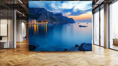 Picturesque evening scene of the Black Sea from the seaside resort of Balaklava in Crimea, Ukraine. Wall mural