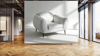 Realistic 3D soft chair with shadow on a white background. Wall mural