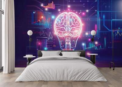 A conceptual image showing a technology creative light bulb concept. Wall mural