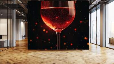 A glass of wine with a simple retro background. Wall mural