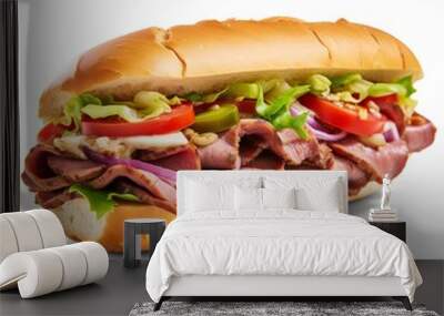 A hoagie sandwich on white background. Generative AI.  Wall mural