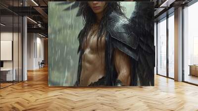 A male dark angel fantasy illustration.  Wall mural