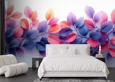 A purple and pink leaf pattern with simple background.  Wall mural