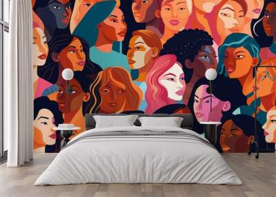 An illustration depicting the diversity of women. Generative AI.  Wall mural