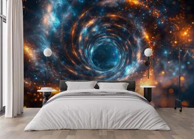 Glowing sacred geometry in nebula space clouds.  Wall mural