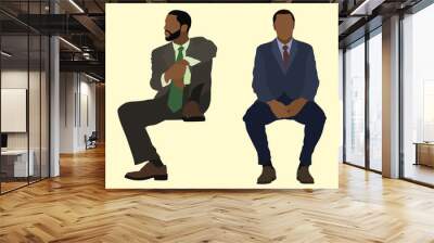 Black Business Men Sitting Down Wall mural