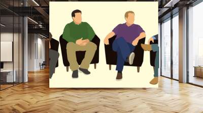 Men Socializing in Group Therapy Wall mural