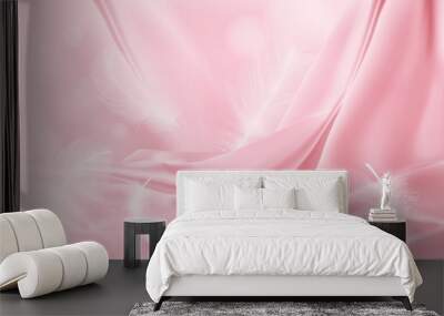 background drapery delicate pink silk and feathers  Wall mural