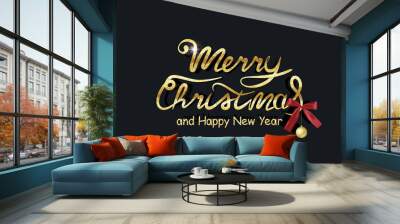 Merry Christmas and Happy New Year greeting card Wall mural