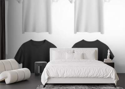 white and black t-shirts isolated on white background Wall mural