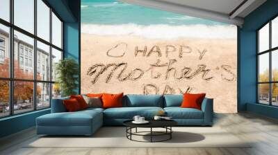 Happy Mothers day beach background with handwritten lettering Wall mural