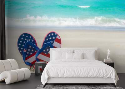 Patriotic USA background on the sandy beach Wall mural