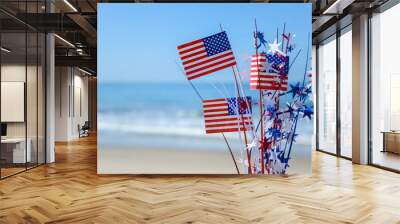 patriotic usa background on the sandy beach Wall mural