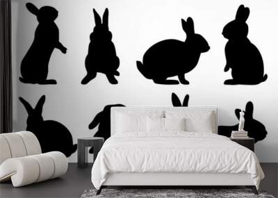 set of rabbit silhouettes Wall mural