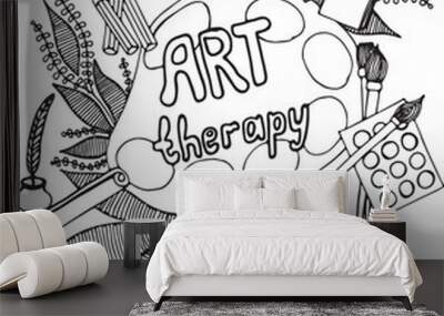 Art set for adult coloring page Wall mural