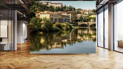 Bank of the Arno river in Florence, Tuscany Wall mural