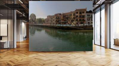 Lakefront at Omegna, Lago d'Orta, showing fountains Wall mural