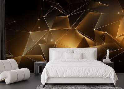 abstract background ,gold triangles,shining gold crystals Wall mural