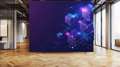 abstract blockchain, futuristic technology. distributed data storage. network connection technology. Wall mural