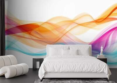 abstract colorful music waves ,Abstract spectrum vector lines white background. Transparent design element Wall mural