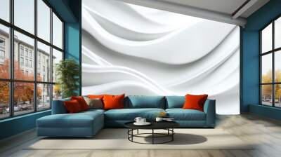 Abstract White Wave Design Wall mural