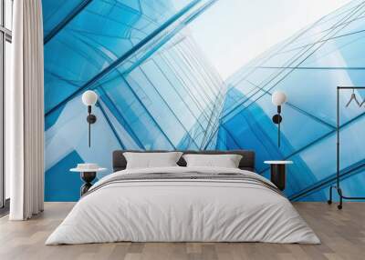 Blue abstract office building Wall mural