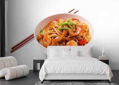 Chinese food on white background, homemade chine cuisine with Vegetables Wall mural