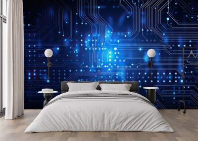 Circuit technology background with high-tech digital data connection system, cyber circuit future technology concept background. computer electronic design Wall mural