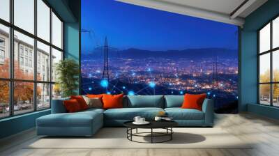 City Lights and Power Towers Wall mural