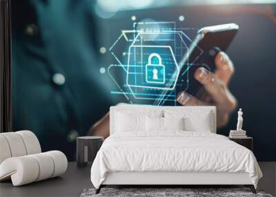 Cybersecurity and digital protection concept Wall mural