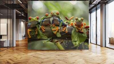 Red Eyed Tree Frog in Forest .beautiful colorful frog Wall mural