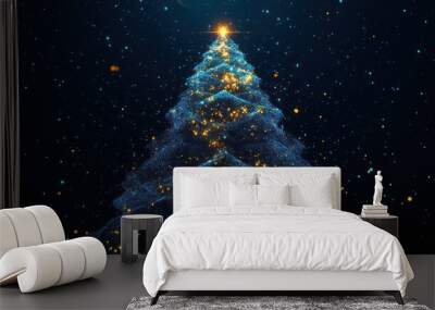 Sparkling Digital Christmas Tree Wall mural