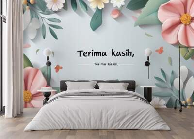 Thank you Latin letters. Thank you in Indonesian. Handwritten calligraphy thank you. white background. Wall mural