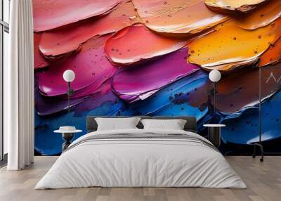 Abstract paint brush strokes. Oil on canvas rough brushstrokes of paint palette knife background. Wall mural