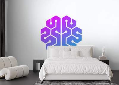 Brain Artificial Intelligence Geometric Logo design vector Wall mural