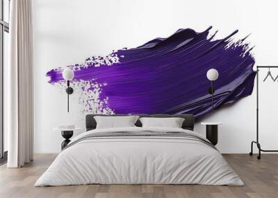 Hand painted stroke of purple paint isolated on white Wall mural