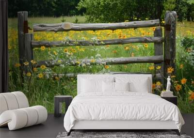 fence and grass Wall mural