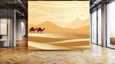 desert with camels and dunes wallpaper Wall mural