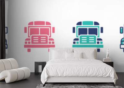 business school bus transportation icon set public travel city car vector illustration for web and app Wall mural