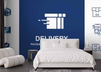 delivery service online shipment icon vector set cargo shipping package delivery transport courier signs illustration for web and app Wall mural