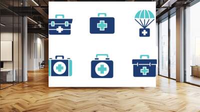 emergency medical box icon set medkit safety aid medicine case vector illustration collection medic rescue treatment symbol design Wall mural