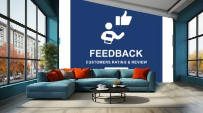 feedback review and rating icon vector set customers service satisfaction survey quality opinion signs illustration Wall mural