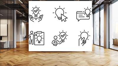 light bulb creative innovation icon set business solution idea thinking problem solving management v Wall mural