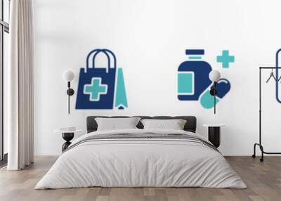 medicals medicine icon set pill and capsule drug pharmacy medic sign vector illustration Wall mural