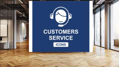 online support assistance icon vector set virtual customer service agent helping technical solution client care signs illustration Wall mural