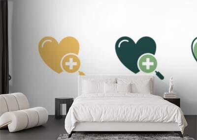 search heart love icon set life support charity magnifier vector illustration find medical health care symbol design Wall mural