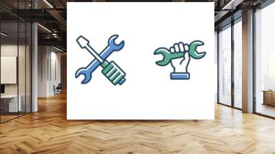 set of construction builder tools icon vector engineer repair mechanical equipment symbol illustration for web and app Wall mural